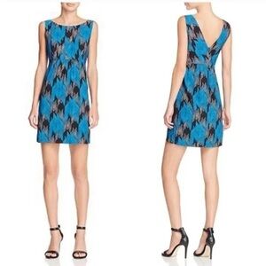 MILLY Lyla A Line Sleeveless Summer Mini Cocktail Dress | Black Orange | Chevron